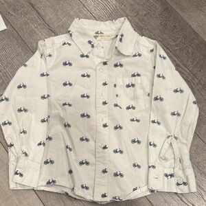 White Shirt with Bicycle Print